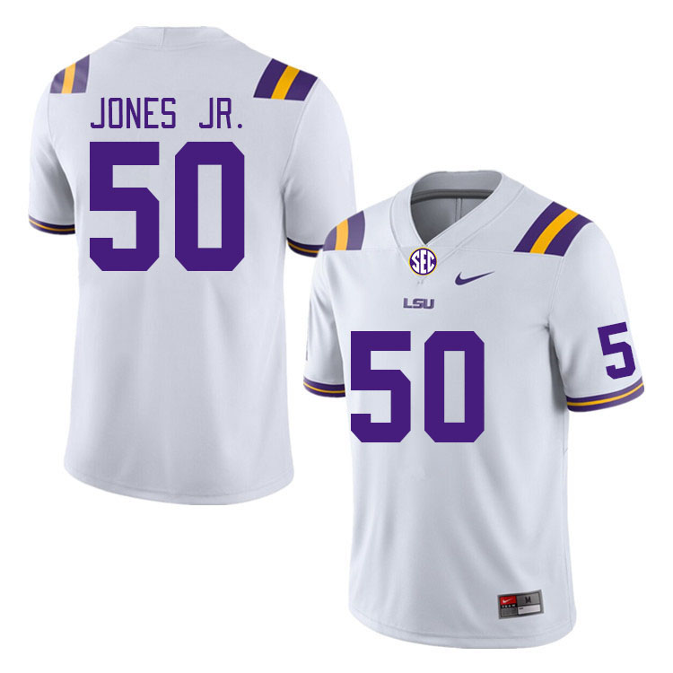 Men #50 Emery Jones Jr. LSU Tigers College Football Jerseys Stitched-White